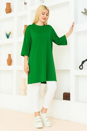 تیشرت سبز زنانه اورسایز FATELLA - کد 833543831