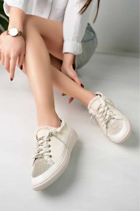کفش اسنیکر بژ زنانه بند دار FHM AYDOGDU - کد 901330460