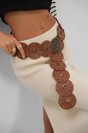کمربند متالیک زنانه چرم مصنوعی Descoin - کد 940928386