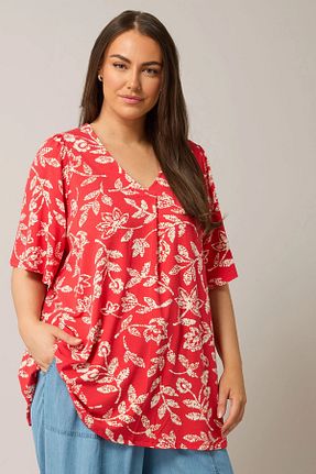 بلوز سایز بزرگ قرمز زنانه سایز بزرگ Stil Diva - کد 940968380