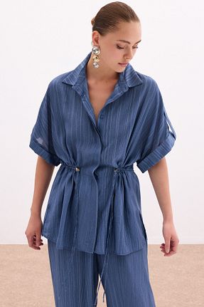 پیراهن سرمه ای زنانه رگولار Sateen - کد 940986840