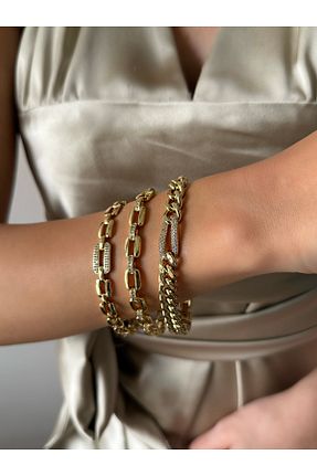 دستبند استیل (فولاد) زرد زنانه استیل ضد زنگ İNN JEWELLERY - کد 940992003