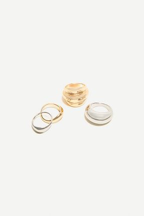 انگشتر نقره طلائی زنانه 10 عیار Bershka - کد 940986989