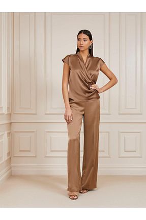 بلوز قهوه ای زنانه طرح دار Guess - کد 941151860