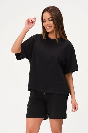 ست بالاتنه و پائین تنه مشکی زنانه بافت YAKAMEL - کد 941160350