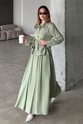 ست بالاتنه و پائین تنه حجاب سبز زنانه رگولار Olcay - کد 941192046