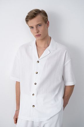 پیراهن سفید مردانه اورسایز İLKCET MODA - کد 941247980