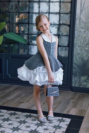 لباس مجلسی و فارغ التحصیلی طوسی بچه گانه بدون آستین By Feyza Kids Collection - کد 941289879