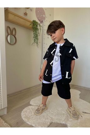 ست بالاتنه و پائین تنه مشکی بچه گانه بافتنی öykümgaleria - کد 941297922