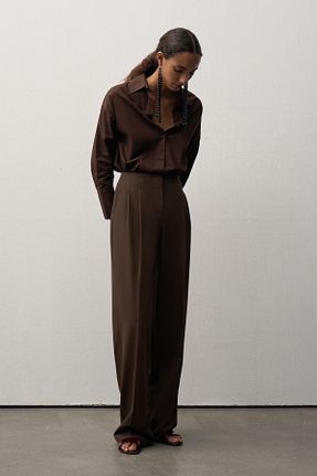 شلوار قهوه ای زنانه الاستان - ویسکون - پلی استر mathilda store - کد 941334618