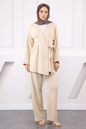 ست بالاتنه و پائین تنه حجاب بژ زنانه رگولار İmajButik - کد 941357487