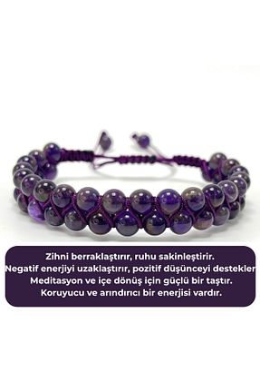 دستبند جواهر بنفش زنانه سنگ طبیعی YILDIZ DOĞAL TAŞ - کد 941495683