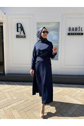 ست بالاتنه و پائین تنه حجاب سرمه ای زنانه رگولار TERZİ DÜKKANI - کد 941670628