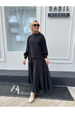 ست بالاتنه و پائین تنه حجاب مشکی زنانه رگولار QOOQ STORE - کد 941670615