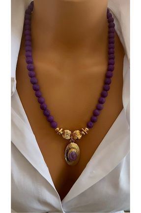 گردنبند جواهر بنفش زنانه روکش طلا Nevaa Still - کد 941705142