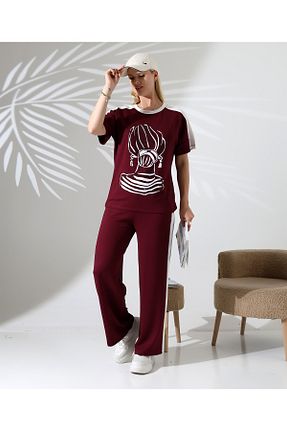 ست بالاتنه و پائین تنه زرشکی زنانه بافتنی VirtuStore - کد 941705089