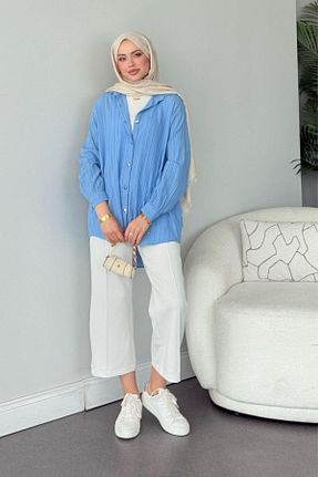 پیراهن حجاب آبی زنانه اورسایز Şulemoda Giyim - کد 941723559