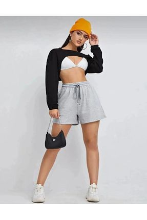 شلوارک و برمودا طوسی زنانه لیکرا berfmoda - کد 941738695