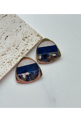 گوشواره جواهر سرمه ای روکش طلا mos&more - کد 941765799