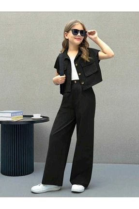 ست بالاتنه و پائین تنه مشکی بچه گانه بافتنی CANDYSBEBE - کد 942044498