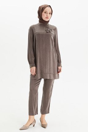 ست بالاتنه و پائین تنه حجاب قهوه ای زنانه رگولار Setrms - کد 941888389