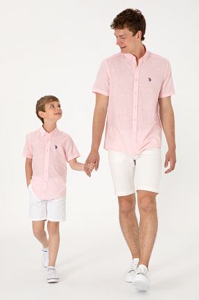 پیراهن صورتی مردانه یقه پیراهنی U.S. Polo Assn. - کد 921097035