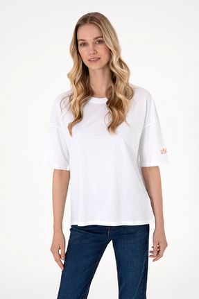 تیشرت سفید زنانه اورسایز U.S. Polo Assn. - کد 941914627