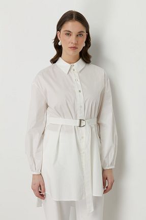 تونیک حجاب سفید زنانه ویسکون Nihan - کد 942187012