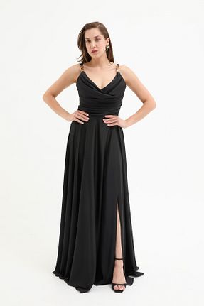 لباس مجلسی و فارغ التحصیلی مشکی زنانه ساتن Lafaba - کد 941939442