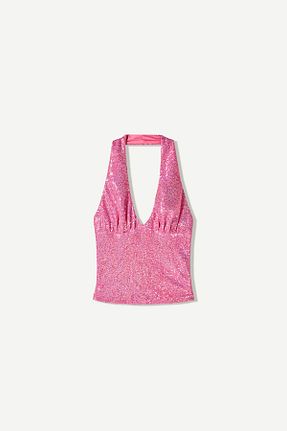 تیشرت صورتی زنانه رگولار Bershka - کد 941940137