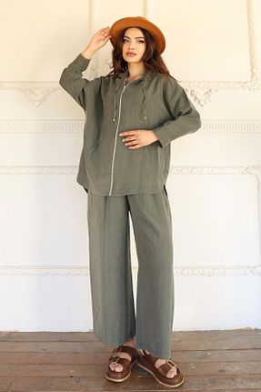 ست بالاتنه و پائین تنه حجاب سبز زنانه رگولار Olcay - کد 942001065