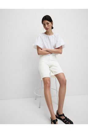 شلوارک و برمودا سفید زنانه فاق بلند Marks & Spencer - کد 942022944