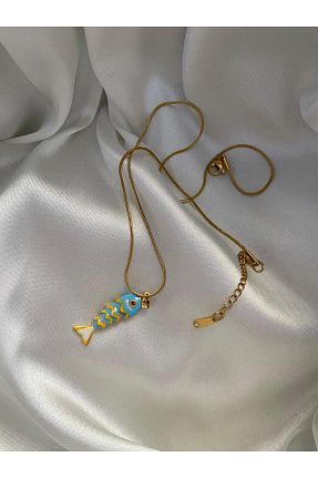گردنبند استیل ( فولاد ) آبی زنانه استیل (فولاد) DİAPANTE - کد 942028755