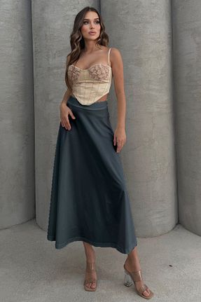 دامن طوسی زنانه پارچه Lesa Wear - کد 942097867