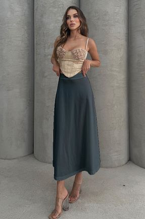 دامن طوسی زنانه پارچه Lesa Wear - کد 942097867