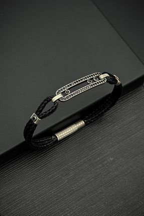 دستبند نقره رنگی مردانه 925 عیار FRNCH - کد 942300214