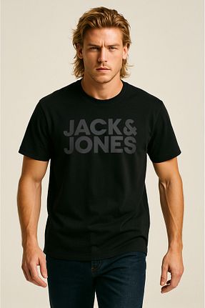 تیشرت مشکی مردانه اسلیم فیت Jack & Jones - کد 696165233