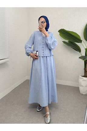 ست بالاتنه و پائین تنه آبی زنانه بافتنی Modamorfo - کد 929086064