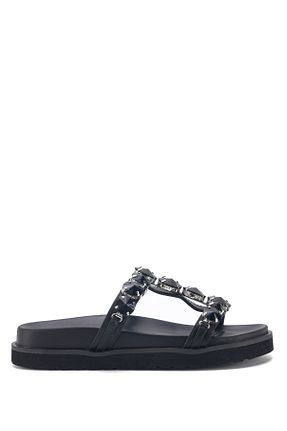 دمپائی مشکی زنانه چرم مصنوعی Nine West - کد 749207626