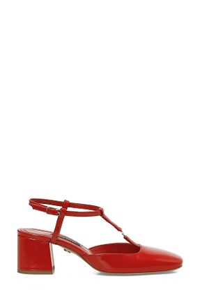 کفش پاشنه بلند کلاسیک قرمز زنانه چرم خالص Nine West - کد 901977908