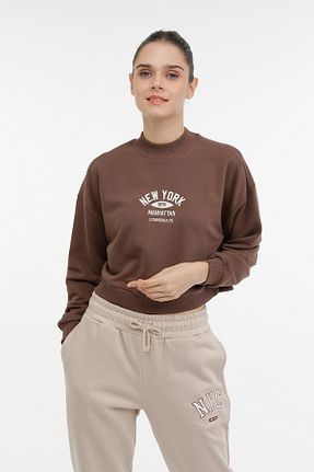 سوئیشرت قهوه ای زنانه نقش دار / کار شده Lumberjack - کد 774963244