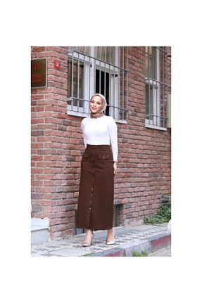 دامن حجاب قهوه ای زنانه Straight VELLICHOR - کد 698358826