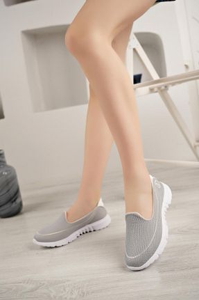 کفش پیاده روی طوسی زنانه چرم مصنوعی Nesil Shoes - کد 67625722