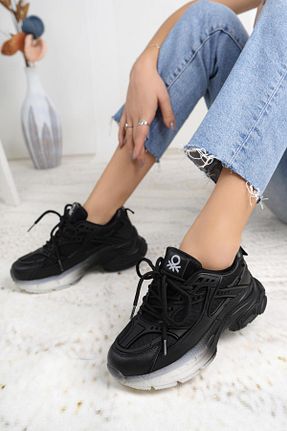 کفش اسنیکر مشکی زنانه بند دار Benetton - کد 934466723