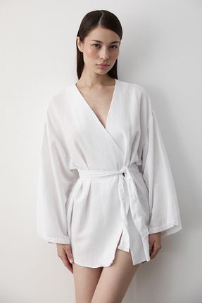 کیمونو و کافتان سفید زنانه %100 پنبه Laluvia - کد 837463049