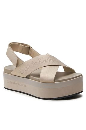 صندل بژ زنانه پاشنه تخت Calvin Klein - کد 820047439