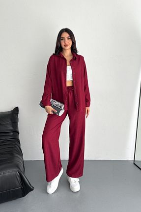 ست بالاتنه و پائین تنه زرشکی زنانه بافتنی moda poni - کد 927843247