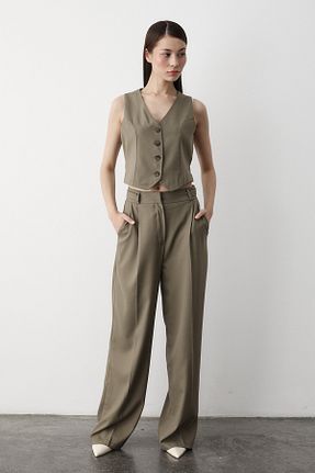 ست بالاتنه و پائین تنه خاکی زنانه بافتنی Laluvia - کد 902067614