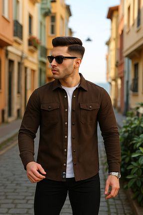 پیراهن قهوه ای مردانه یقه پولو Pobudo - کد 662025386