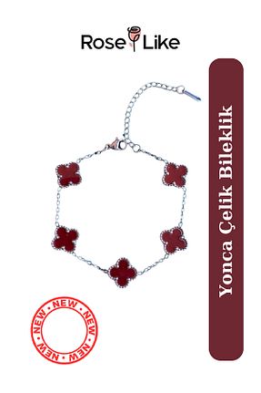 دستبند استیل (فولاد) زرشکی زنانه استیل (فولاد) RoseLike - کد 934841856